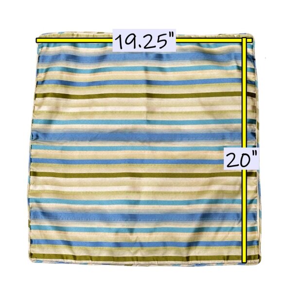 Set of 4 Pier 1 Throw Pillow Covers Blue Green Cream Stripes Zipper Closure - Picture 5 of 5